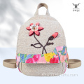 Mochila multifuncional de lino y algodón con patchwork floral